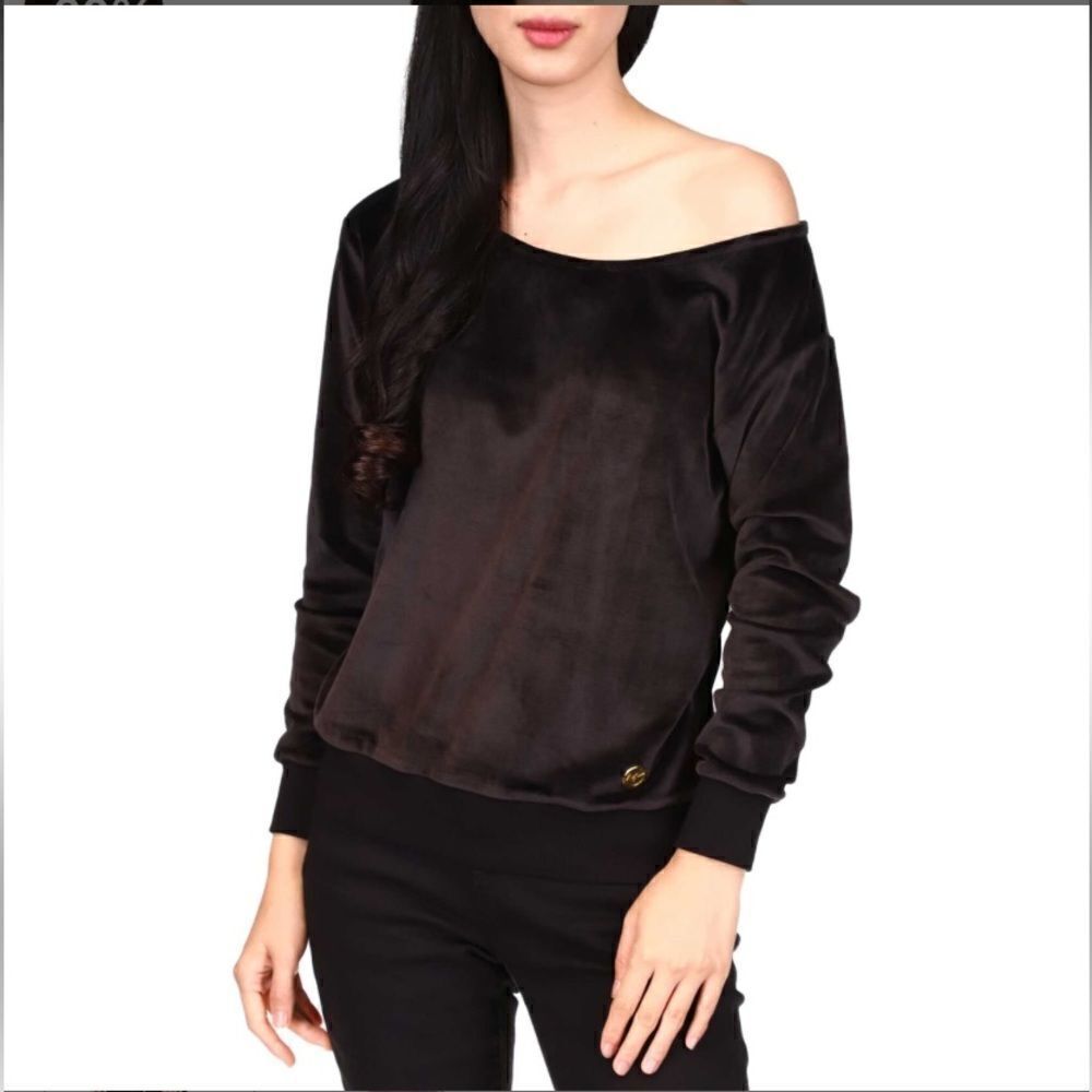 Michael Kors off shoulder black long sleeve blouse NWT Sz M